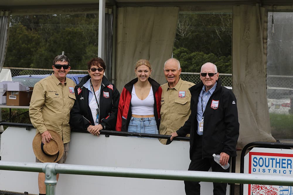 Brian Carney with fellow Souths fans. Photo: Southern Districts Rugby