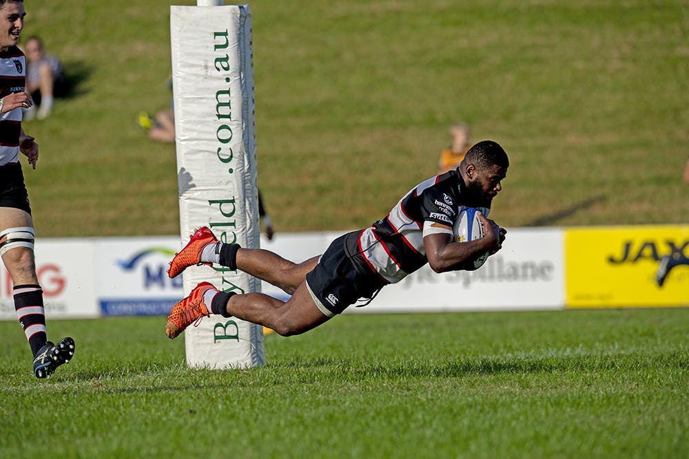 Kaliova Nacina dives over for a try. Photo: J.B Photography 